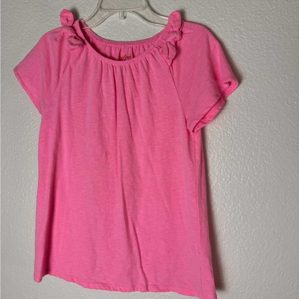 GIRLS Sz 10/12 Neon Pink pullover shirt decorative ties elastic neck